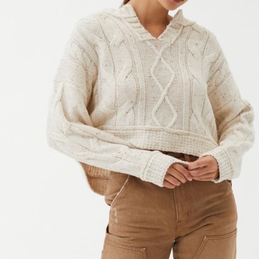 UO Hazel Notch Neck Cable Knit Sweater